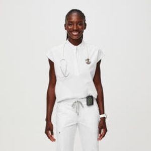 Figs Women's Optic White Rafaela  Scrub Top M